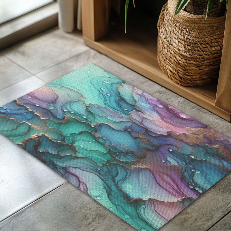 Violet & Teal Blends Braided Rug, Rectangle 3' x 5'