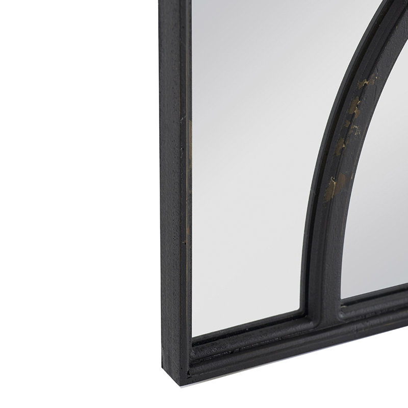 Rectangular Wooden Wall Mirror With Antique Black Frame For Living Room, Black