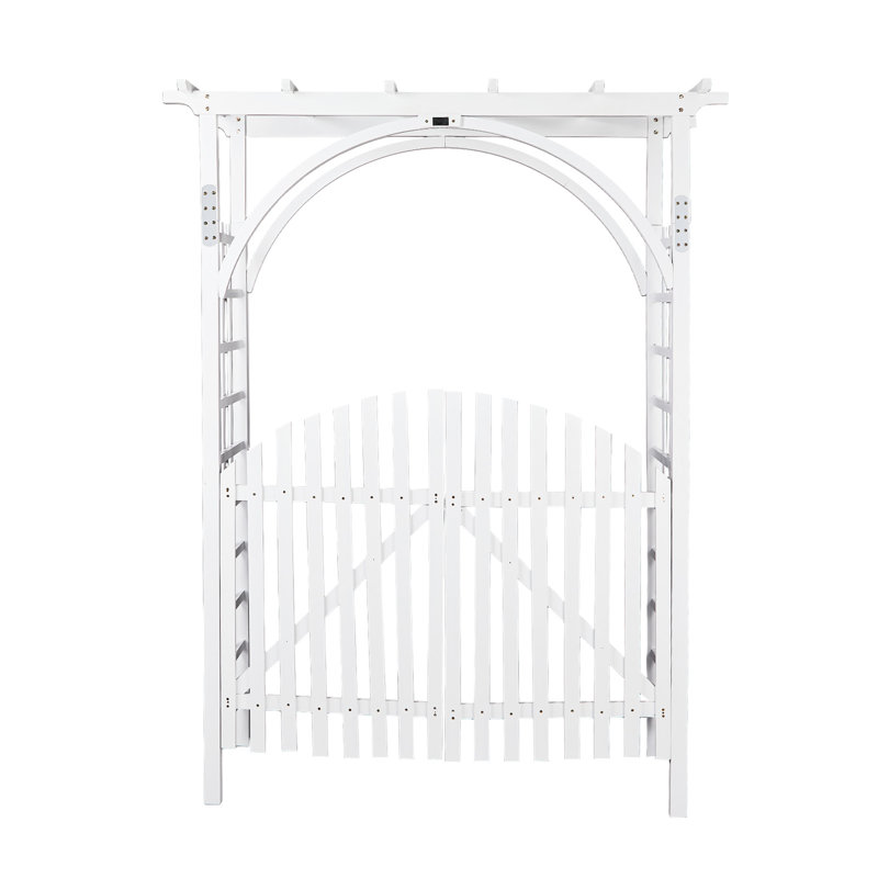 Tonnelle de jardin en bois brun clair 7 pi avec porte, Blanc