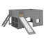 Lit mezzanine bas fonctionnel avec glissade et tablettes intégrées-251312399