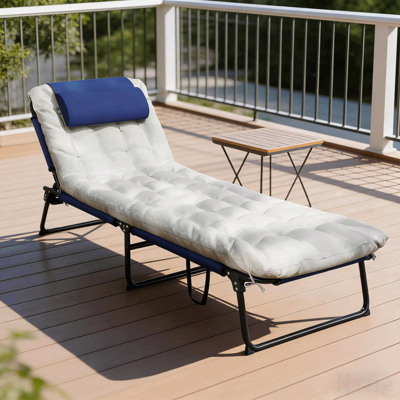 Outdoor Lounger,Folding Chaise Lounge Chair, Navy Blue