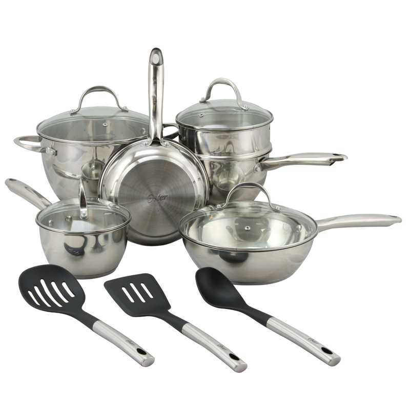 Ensemble de ustensiles de cuisine en acier inoxydable 12 pièces ridgewell debout gibson Oster