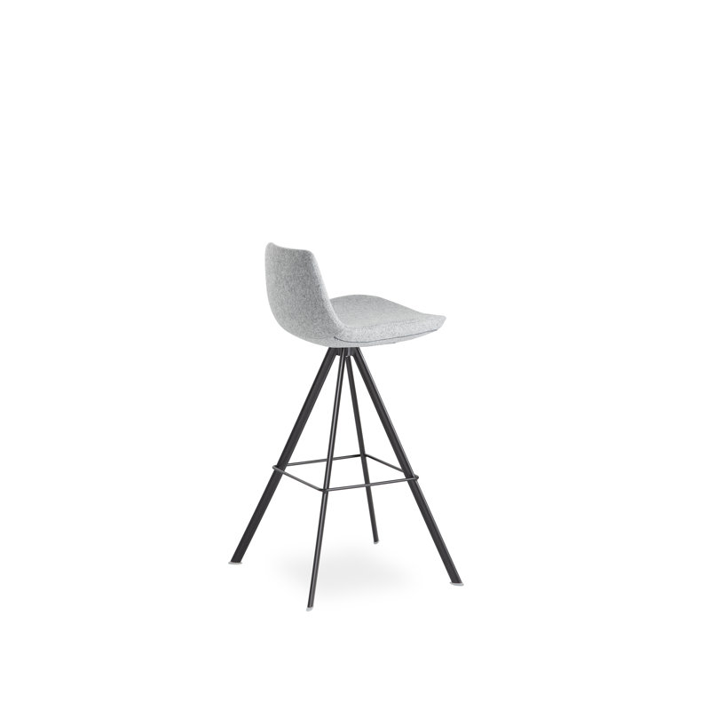 Tabouret de bar et de comptoir pivotant Fechteler, Noir, Laine grise, Tabouret de comptoir (assise de 24 po de hauteur)
