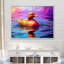 Canard jaune sur un lac mauve - art mural canard-1350561166-1350561167