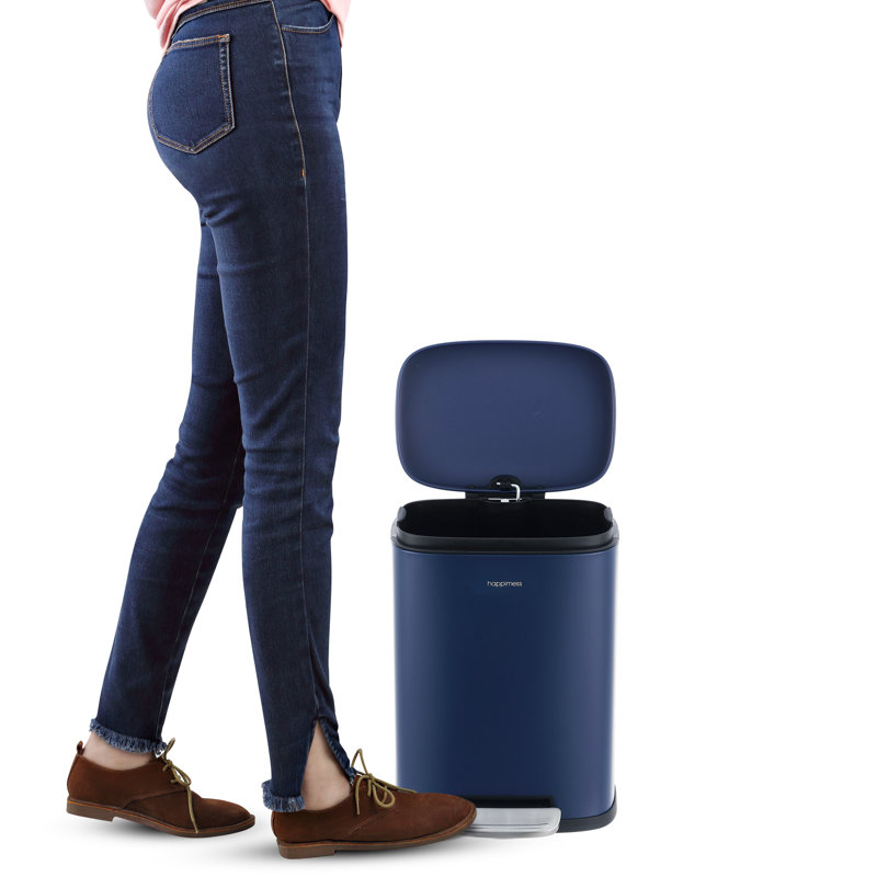 Steel Step On Kitchen Trash Can - 13.2 Gallons, Denim Blue