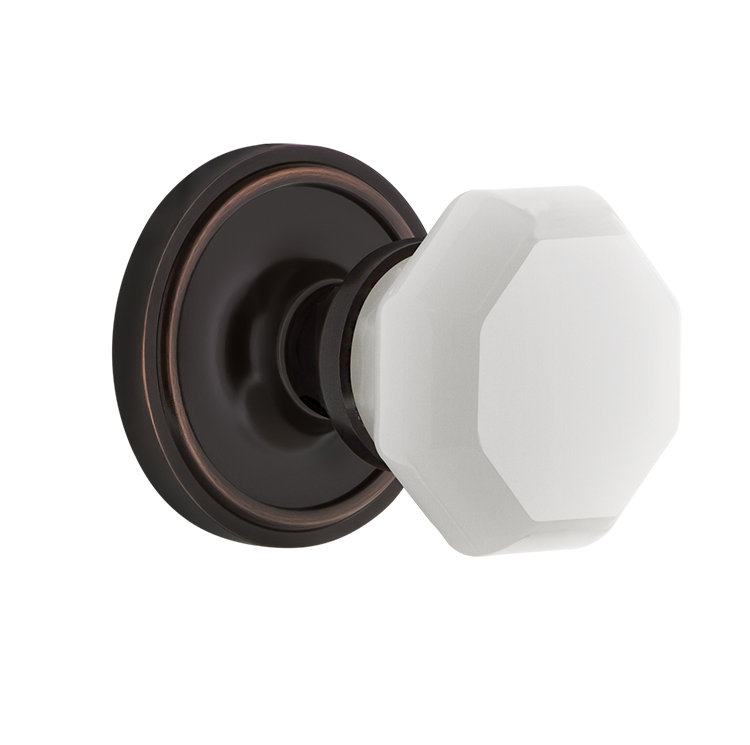 Classic Rosette with Waldorf White Milk Knob, Antique Brass