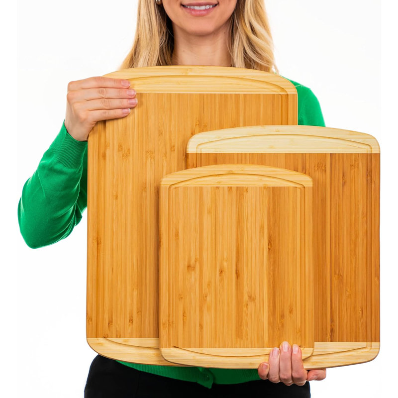 Ensemble de 3 planches à découper en bambou biologique avec remplacements à vie - Ensemble de planches à découper en bois