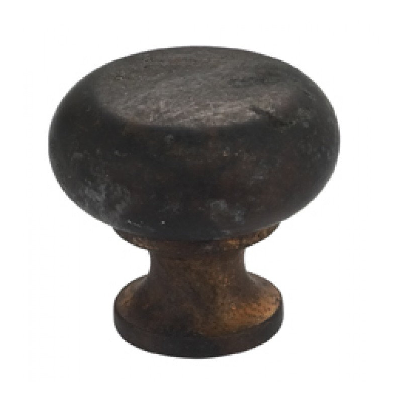 Vintage Mushroom Knob, Vintage Iron, 1.23" H x 1.23" W x 0.88" D