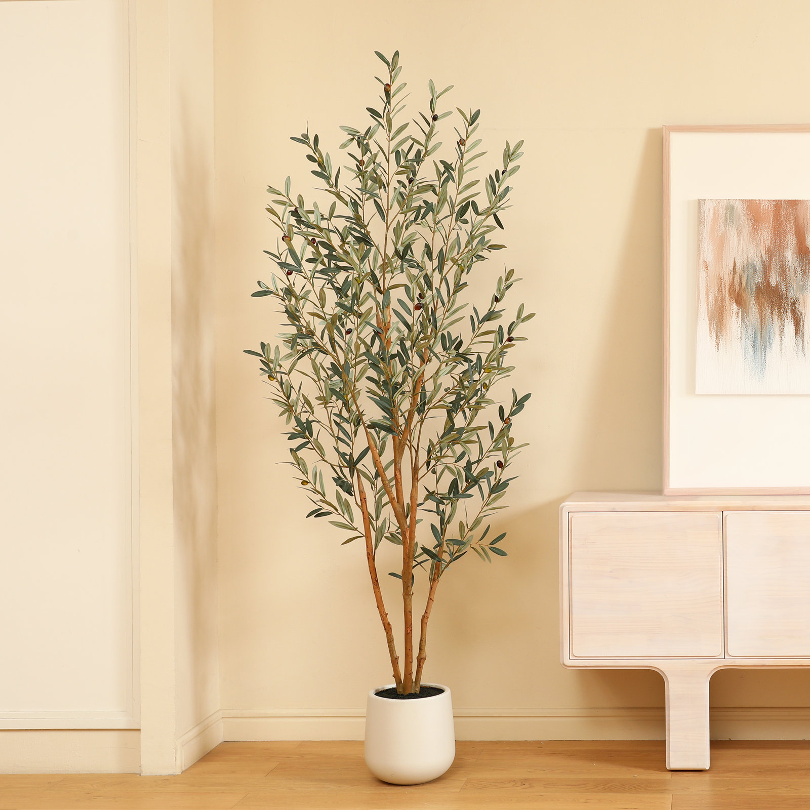 Adcock 84" Olive Tree in Pot, 84" H x 28" W x 28" D