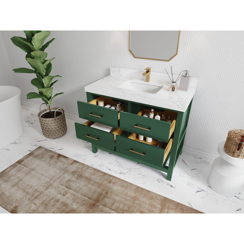 Parker 42'' Single Bathroom Vanity with Top, White