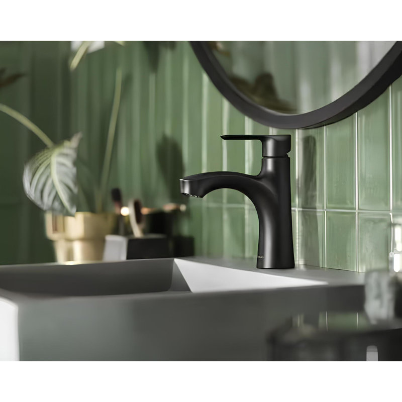 Robinet pour salle de bain à poignée simple Findlay, Noir mat
