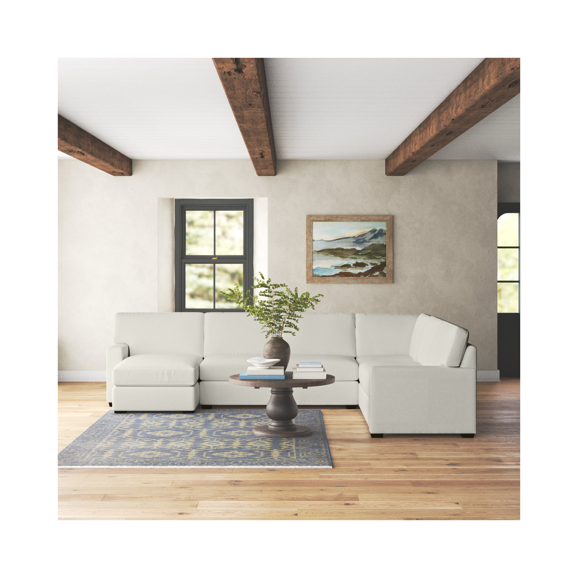 Taylor Upholstered U-Sectional, Nomad Snow Crypton® Chenille, Right Hand Facing