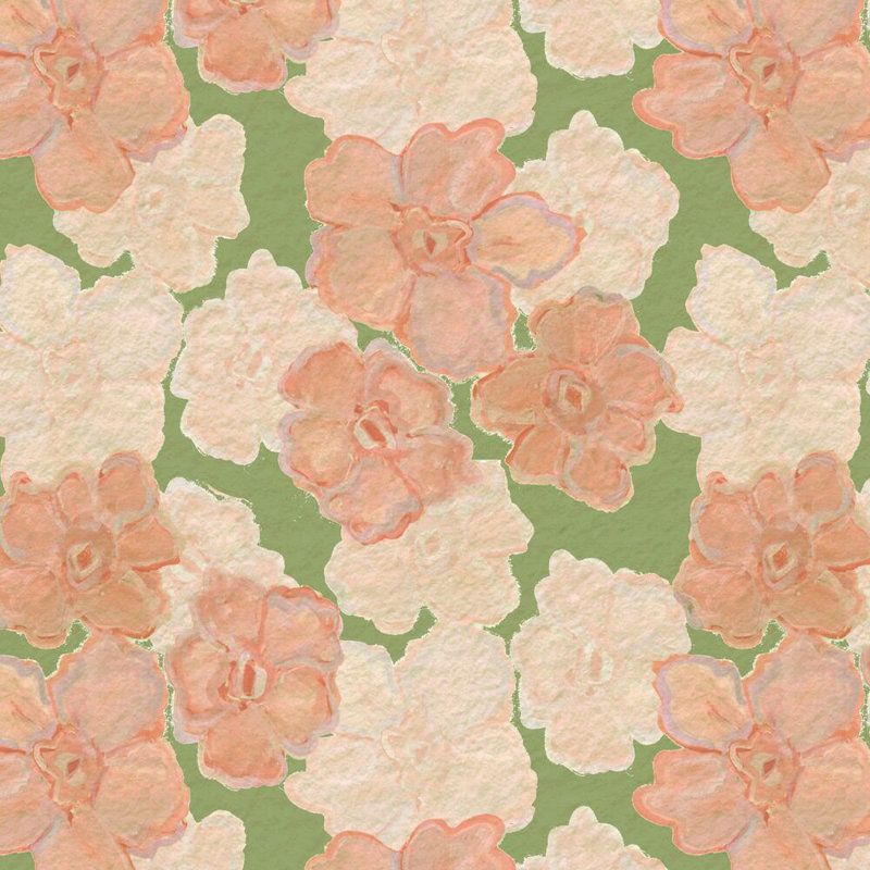 Trois Fleurs Lumbar Pillow Cover & Insert, Olive and Peche Floral