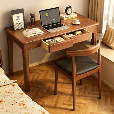 47.24"Mobile Wooden Bay Window Desk, Uneven Legs Study Table
