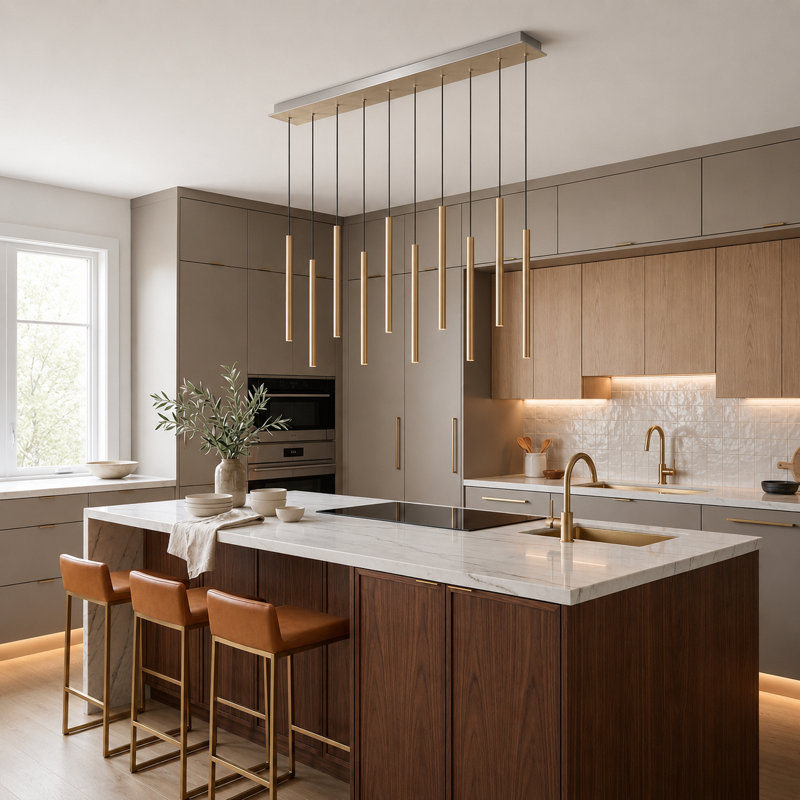 Baileyton 10 - Light Kitchen Island Pendant, Brass