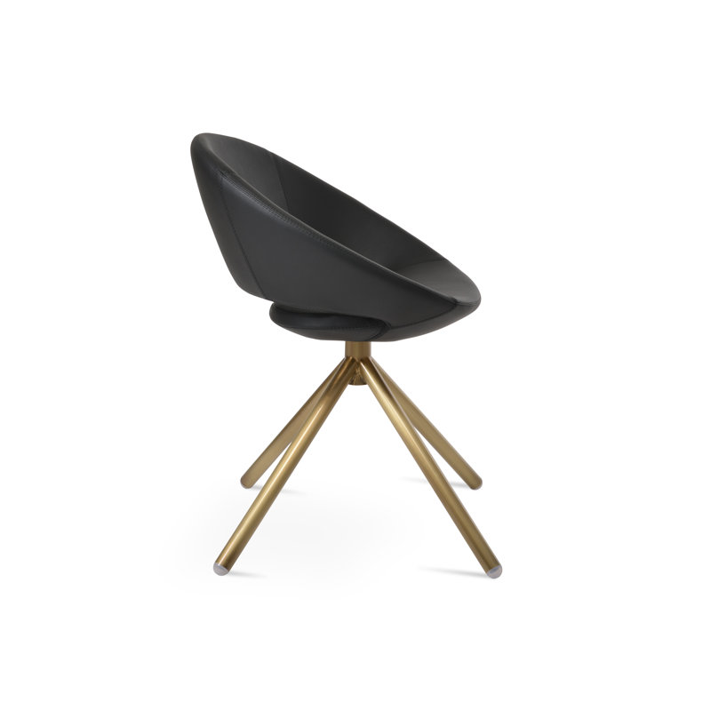 Fauteuil pivotant Crescent, Noir, Laiton