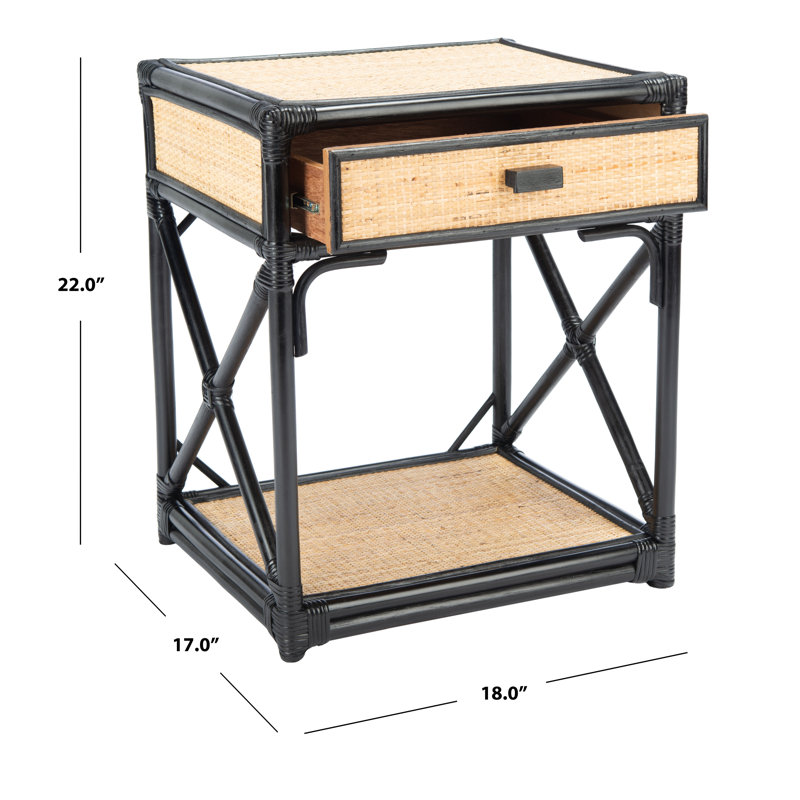 Alvie 18.5'' W Nightstand, Black/Natural