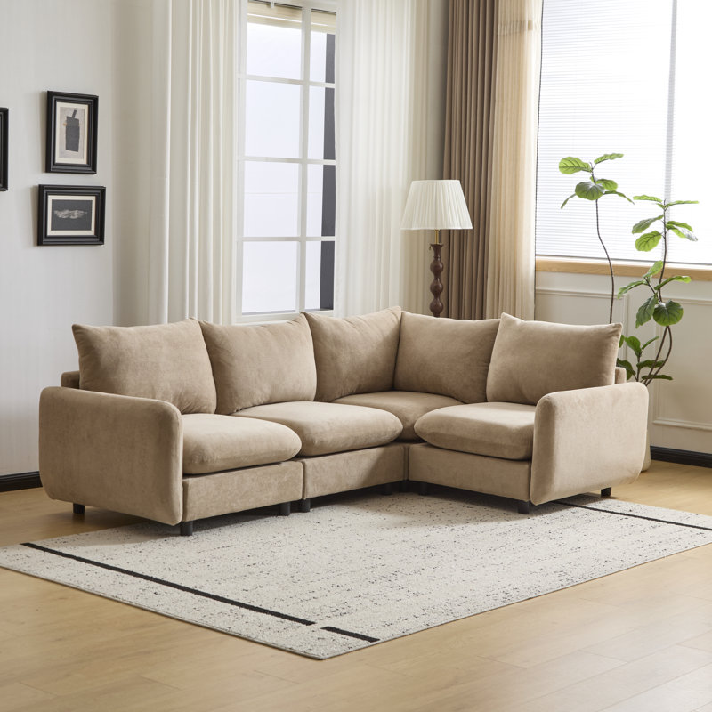 Ryder Modular Sectional Sofa, 34" H x 99.5" W x 69" D, Nomad Polyester Blend