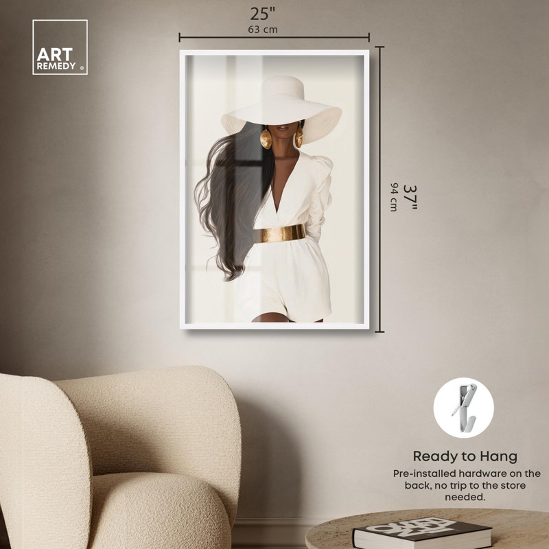 «Sun Hat Serenity III Shadowbox Print» par Art Remedy, cadre blanc, 25 x 37, H 37 po x l 25 po, Cadre blanc