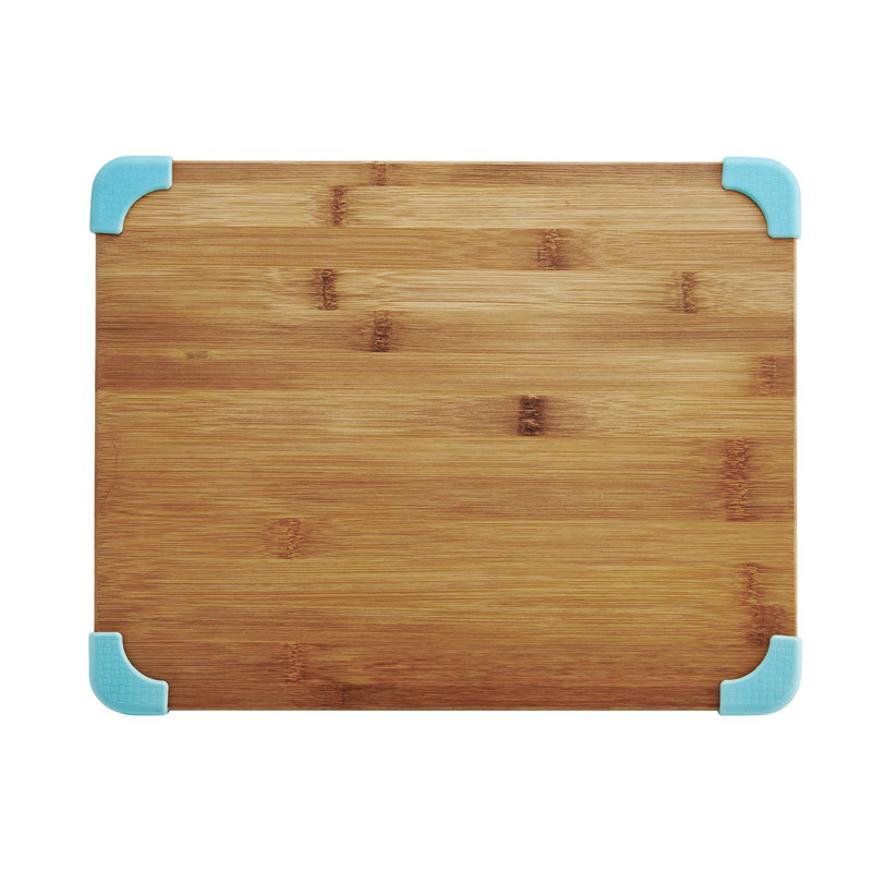 Farberware Bamboo Non-Slip Cutting Board, Aqua Sky