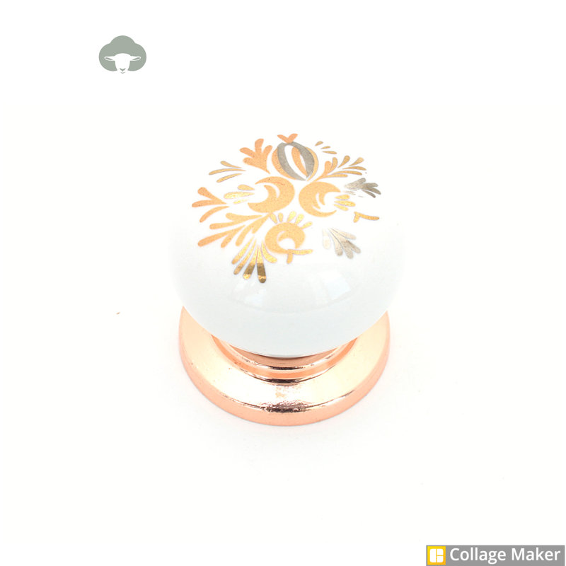 Doane 33mm Diameter Round Knob, White/Gold