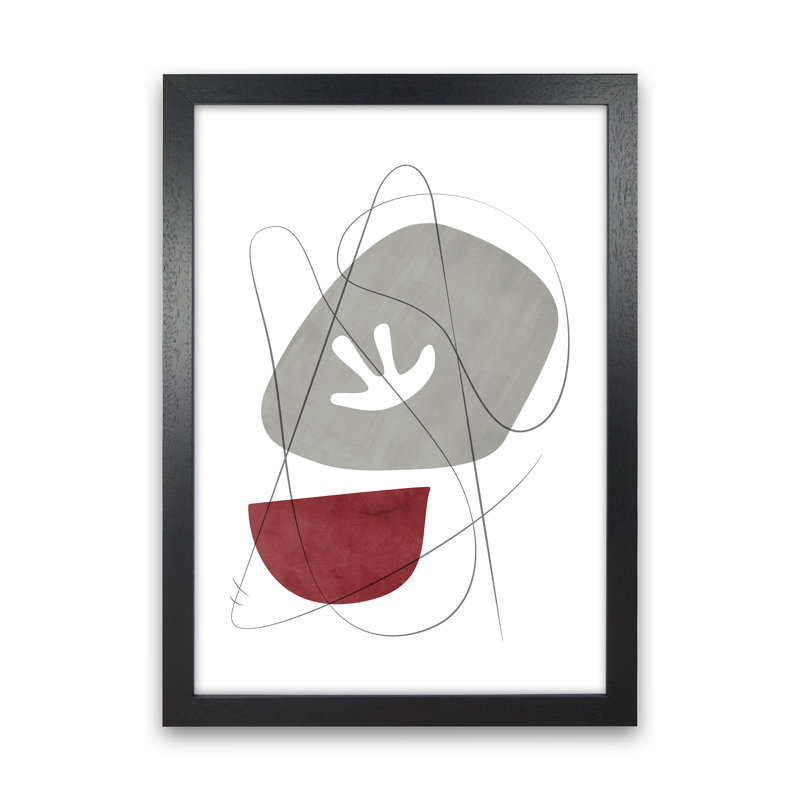 Abstraction With Grey Lines VII - Print, Black Framed, 88cm H x 64cm W x 3cm D, Paper