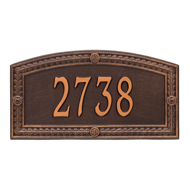 Plaque d'adresse murale standard personnalisée 1 ligne, Cuivre antique, Oui