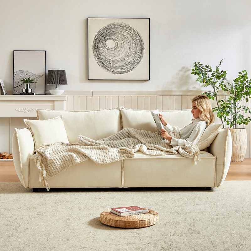 Canapé modulaire Modern Living, tissu en chenille doux, structure, coussins supplémentaires pour la vie modulaire, tissus respirants, siège rembourré épais, bois
