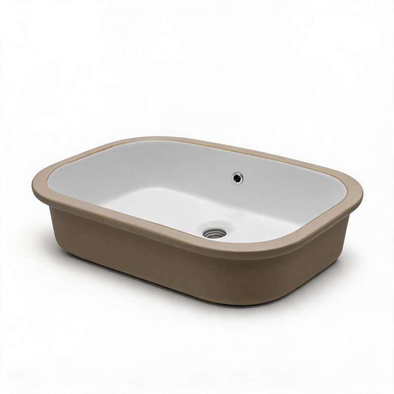 22 inch x 15 inch White Ceramic Undermount Bathroom Sink with Overflow
