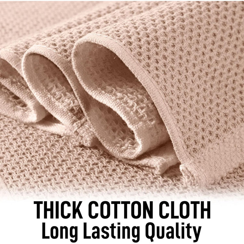 Zulay Kitchen 6 Pack Waffle Weave Reusable Cotton Kitchen Towels - Beige