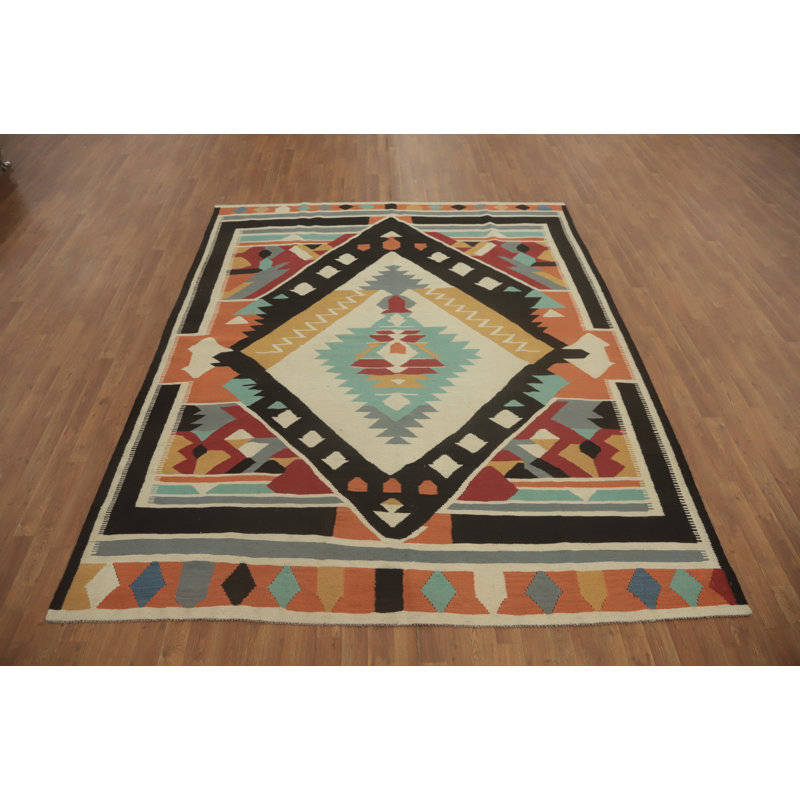 Tapis géométrique à motif oriental kilim 8 x 10