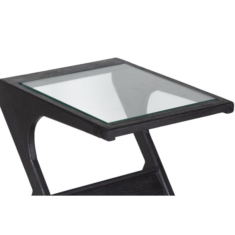 Metivier Solid Mango Wood End Table, Black, 24" H x 16" W x 20" D