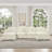 Beige White 4-Seater Modular L-Shaped Sectional Couch - Chenille Deep Seat Sofa with Flared Arms, Removable Ruffled Skirts, Spindle Legs & Detachable Movable Ottoman, Classic Style-508544063-508544057-508544052