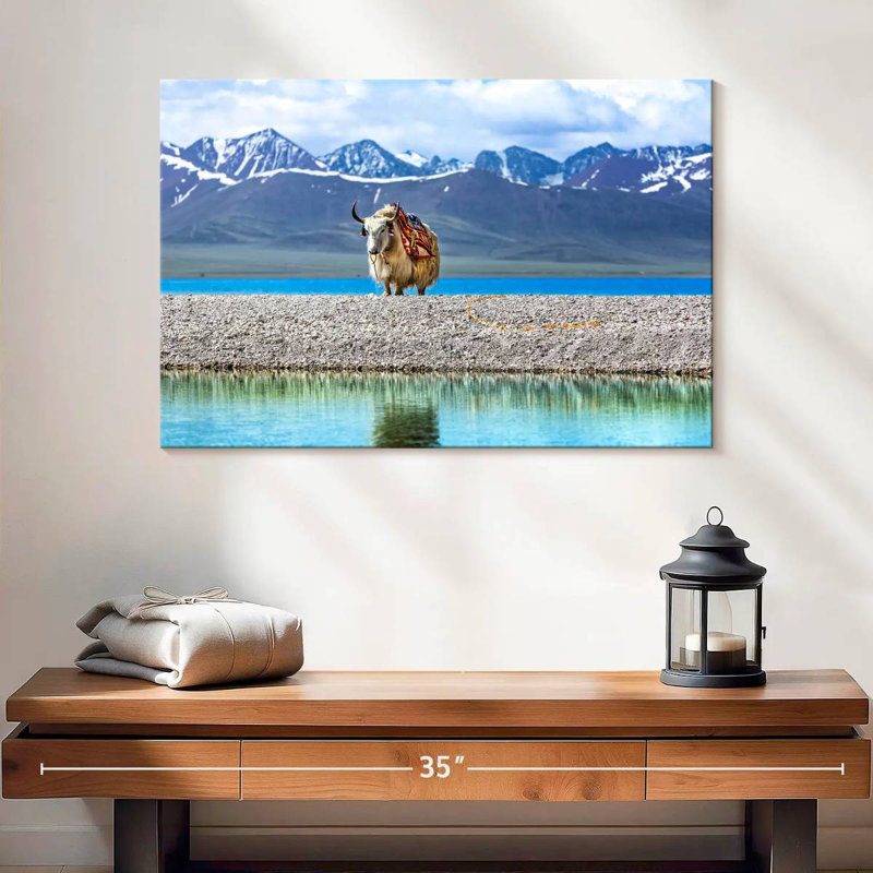 Yak dans le lac Namtso, H 16 po x l 24 po