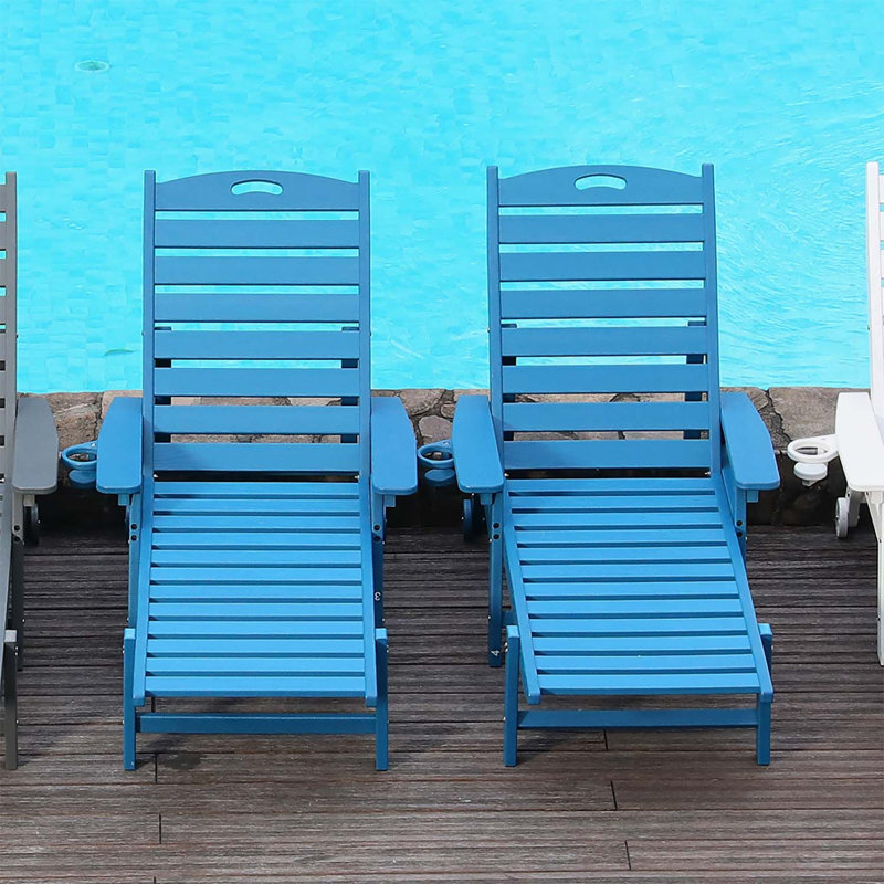 Chaise longue durable pour l'extérieur, dossier réglable à 4 positions, durable et résistant aux intempéries, Marine