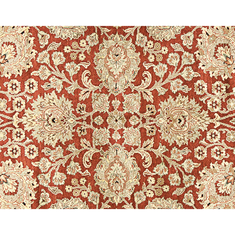 Hand Knotted Wool Area Rug in Red And Gold
