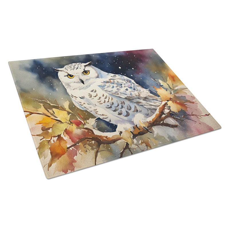 Snowy Owl Glass Cutting Board