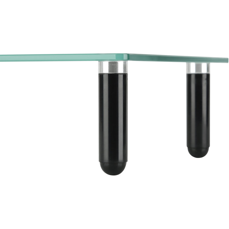 Clear Glass Monitor Stand with Black Legs