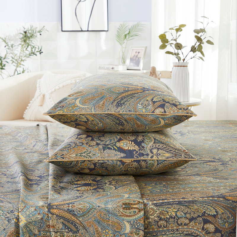 Ensemble de draps pour chambre d'amis 4 pièces 100% coton, Ensemble de draps pour très grand lit avec 2 taie, Navy