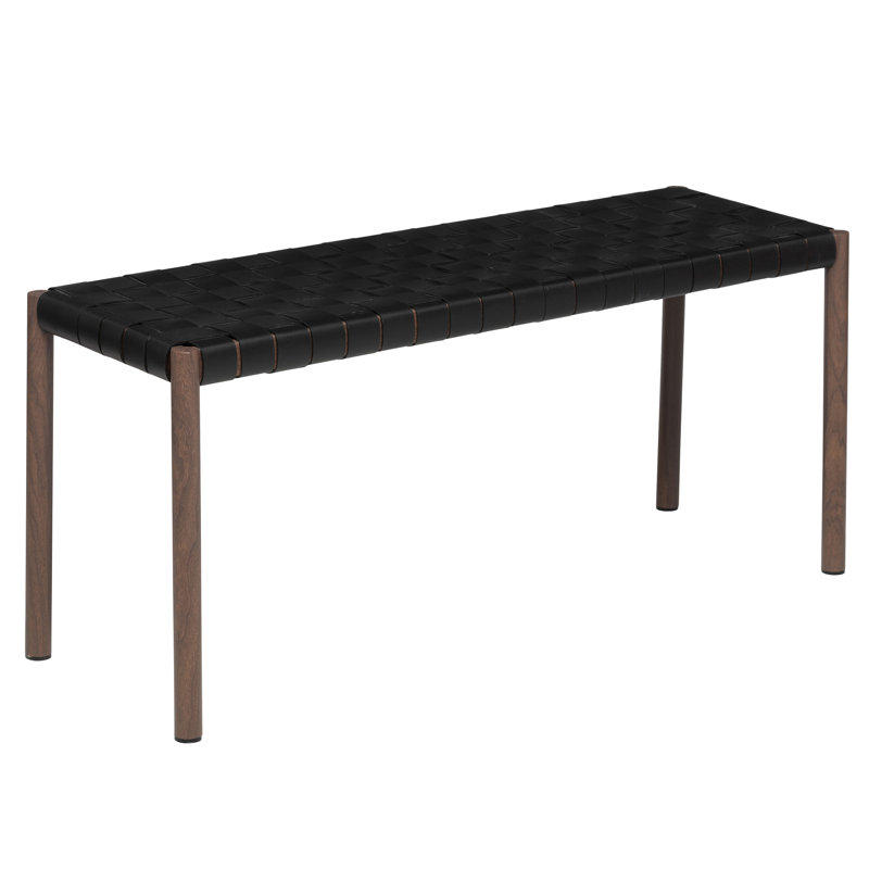 Table d'appoint en cuir 40 po Fritz, Noir / Noyer