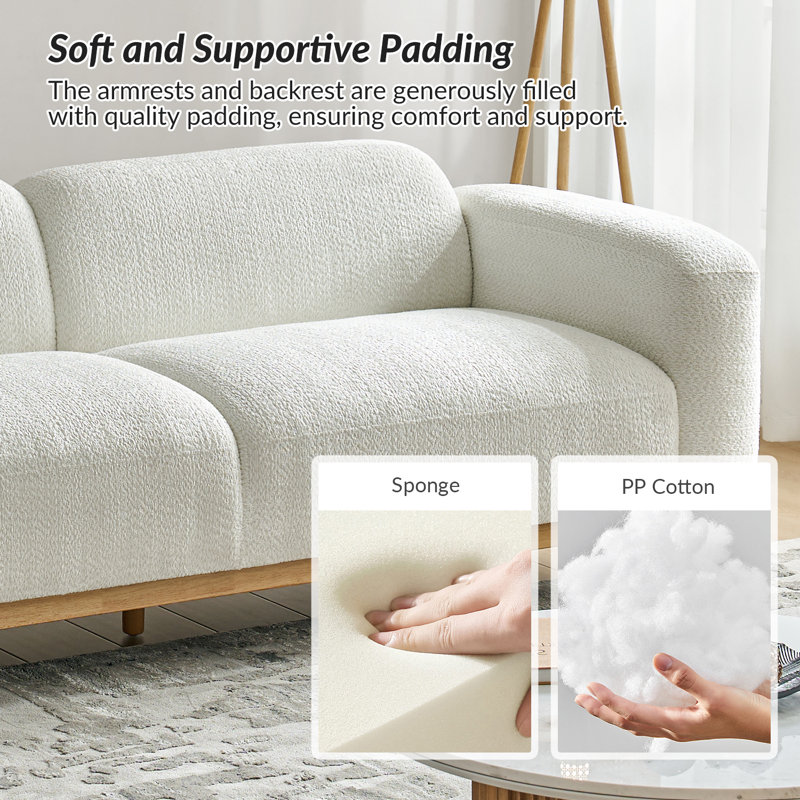 Matlin 91" Modern Boucle Sofa | Solid Wood Base