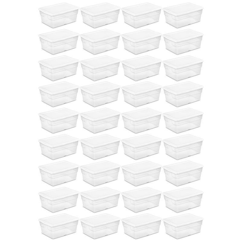 Sterilite 16 Quart Clear Plastic Stacking Storage Container Box w/ Lid
