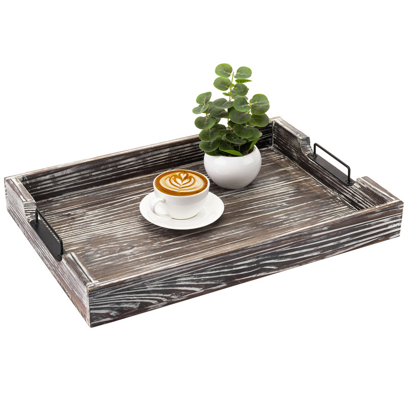 50.8 cm Solid Wood Ottoman Serving Tray