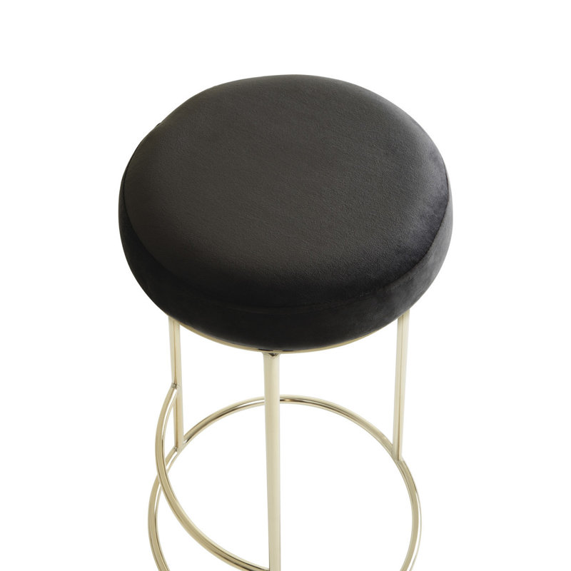 Alec Upholstered Counter Stool with Metal Frame, 68cm, Black