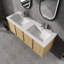 Meuble-lavabo mural 60 po avec double lavabo en résine, 4 portes à fermeture douce, chêne original, contreplaqué (KD-PACKING)