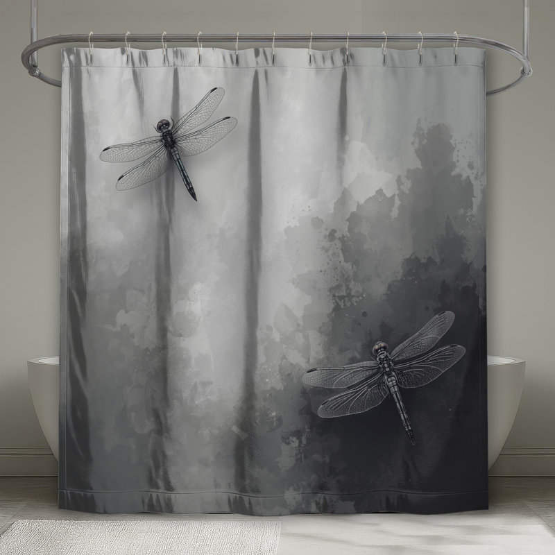 Rideau de douche libellule gris extra long, 70in W x 84in H