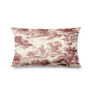 French Country Decorative Cushion - Pink Blush Toile Printed Throw Pillow