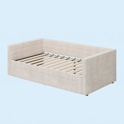 Twin Size Upholstered Extendable Daybed Frame With Trundle