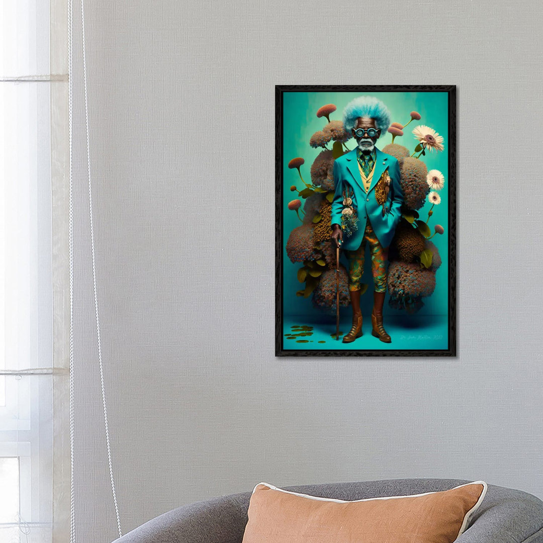 Retro Futurist African Grandpa - Mushrooms VIII von Digital Wild Art - Gallery-Wrapped Canvas Giclée