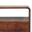 Console en bois courbé Nordic Charm, 2 tiroirs, 1 rangement ouvert, pieds nordiques, brun